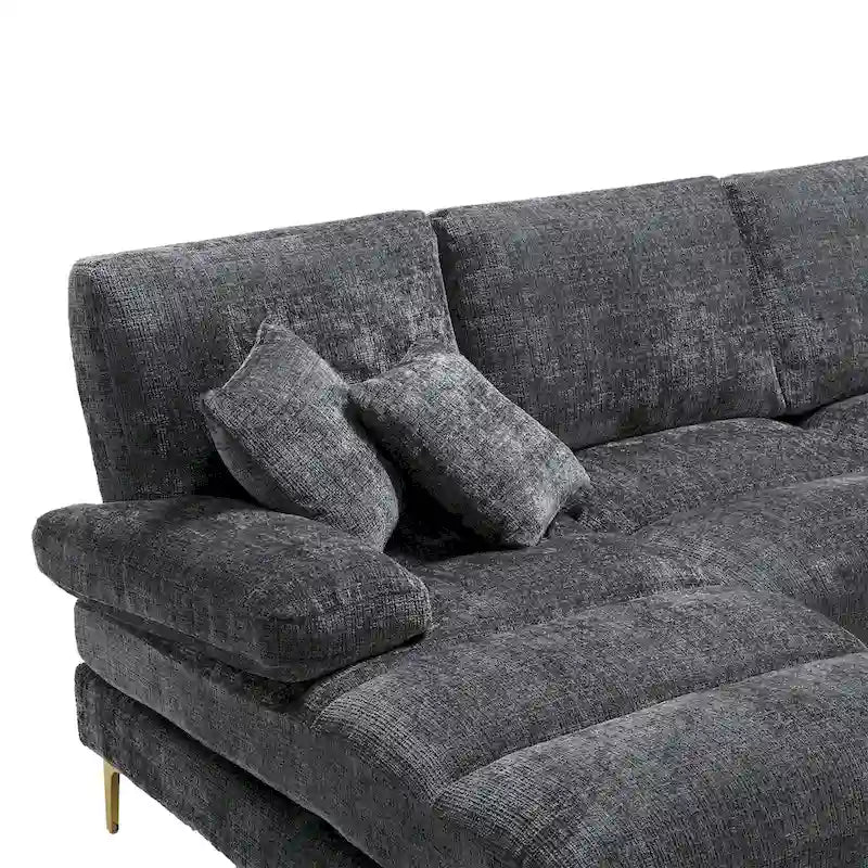 Canapé modulaire moderne en tissu chenille grand format en forme de U