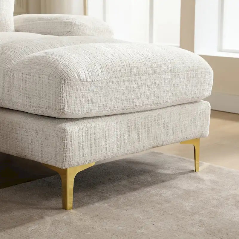 Canapé modulaire moderne en tissu chenille grand format en forme de U