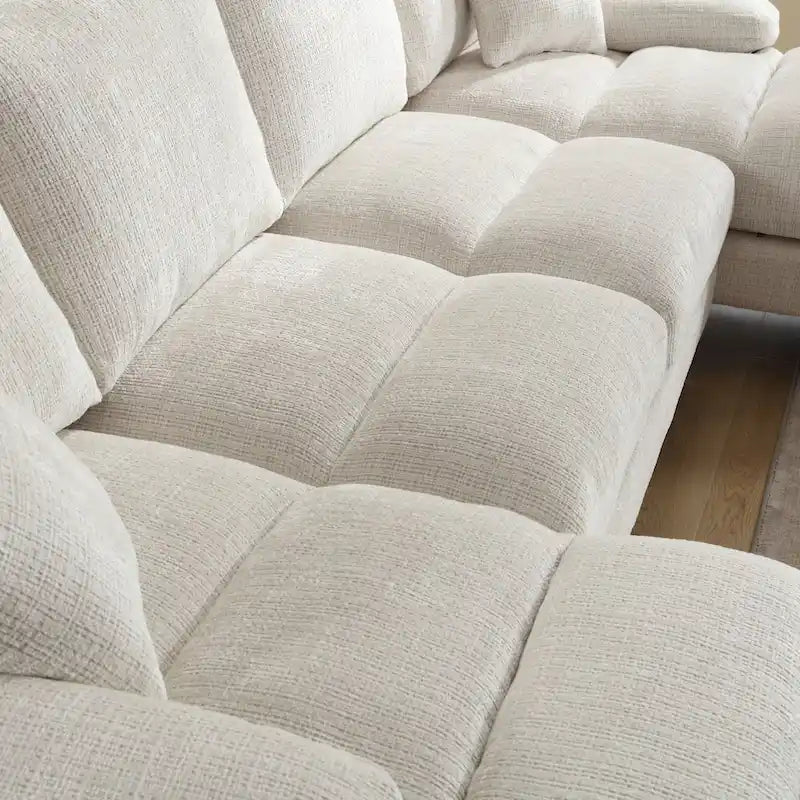 Canapé modulaire moderne en tissu chenille grand format en forme de U