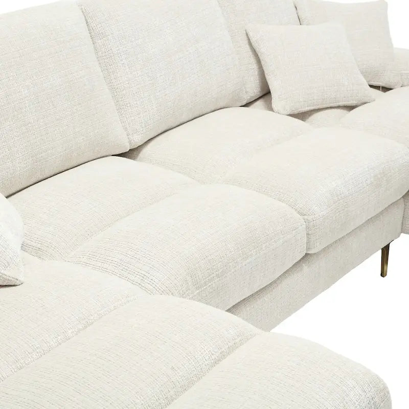 Canapé modulaire moderne en tissu chenille grand format en forme de U