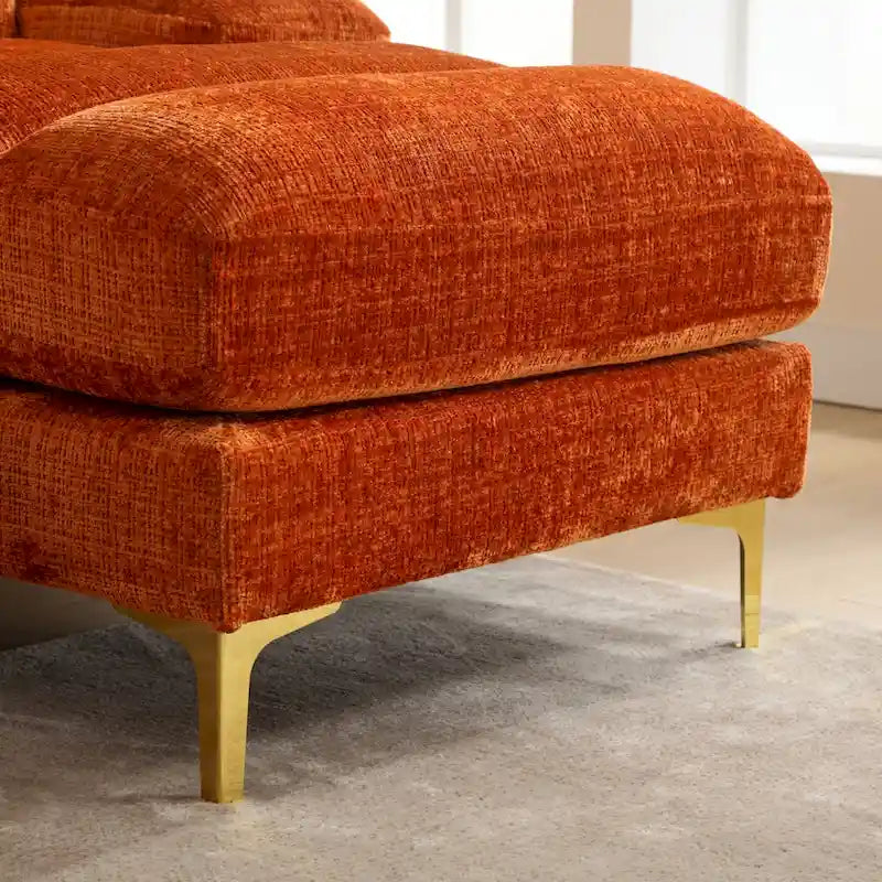Canapé modulaire moderne en tissu chenille grand format en forme de U