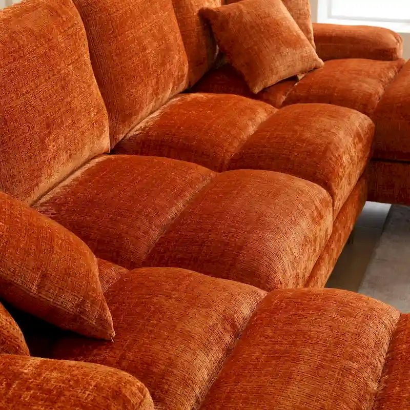 Canapé modulaire moderne en tissu chenille grand format en forme de U
