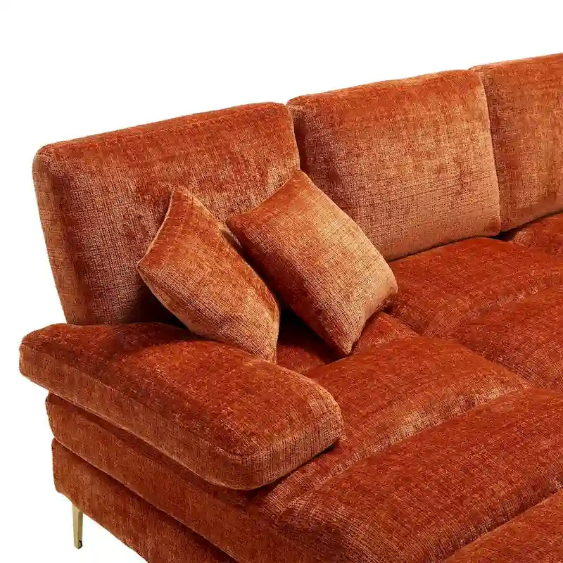Canapé modulaire moderne en tissu chenille grand format en forme de U