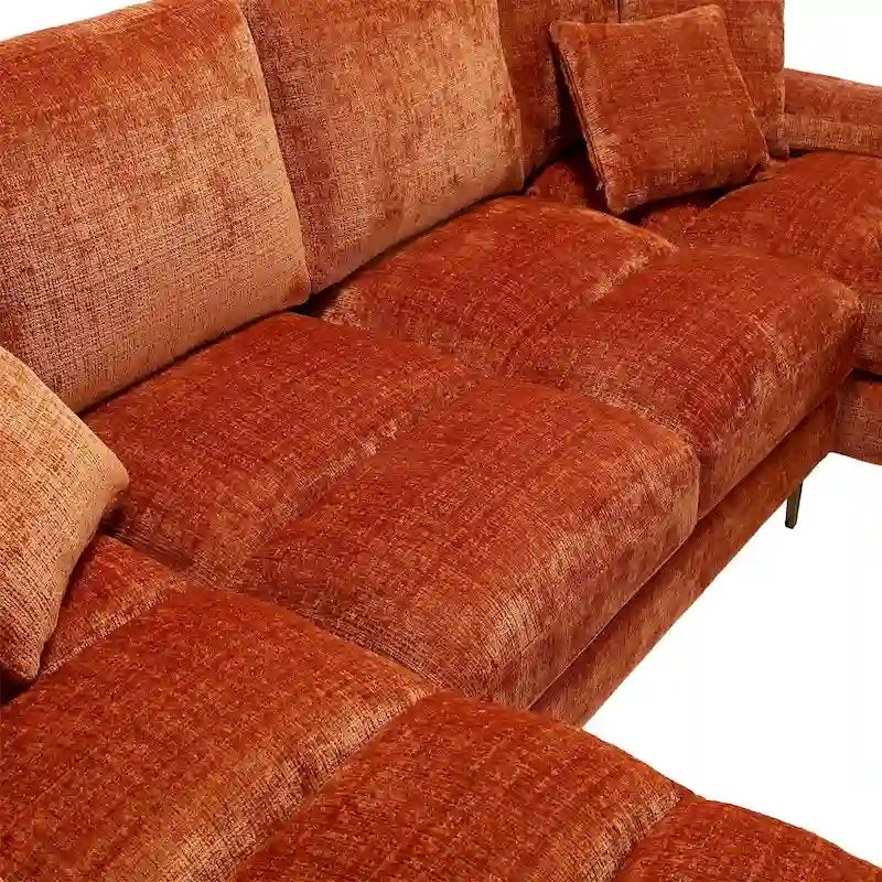 Canapé modulaire moderne en tissu chenille grand format en forme de U