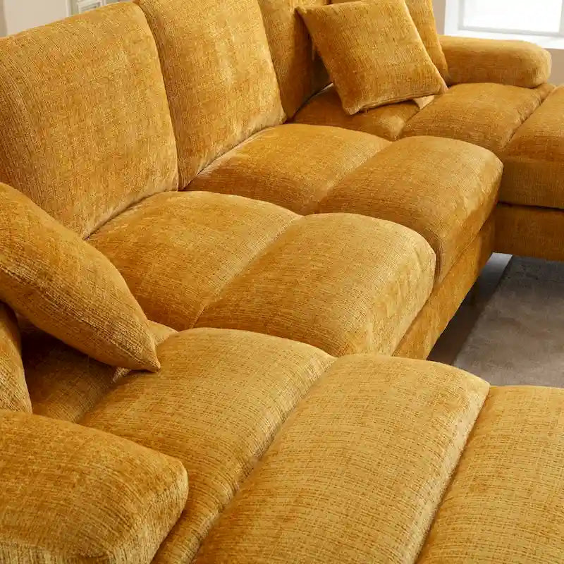 Canapé modulaire moderne en tissu chenille grand format en forme de U