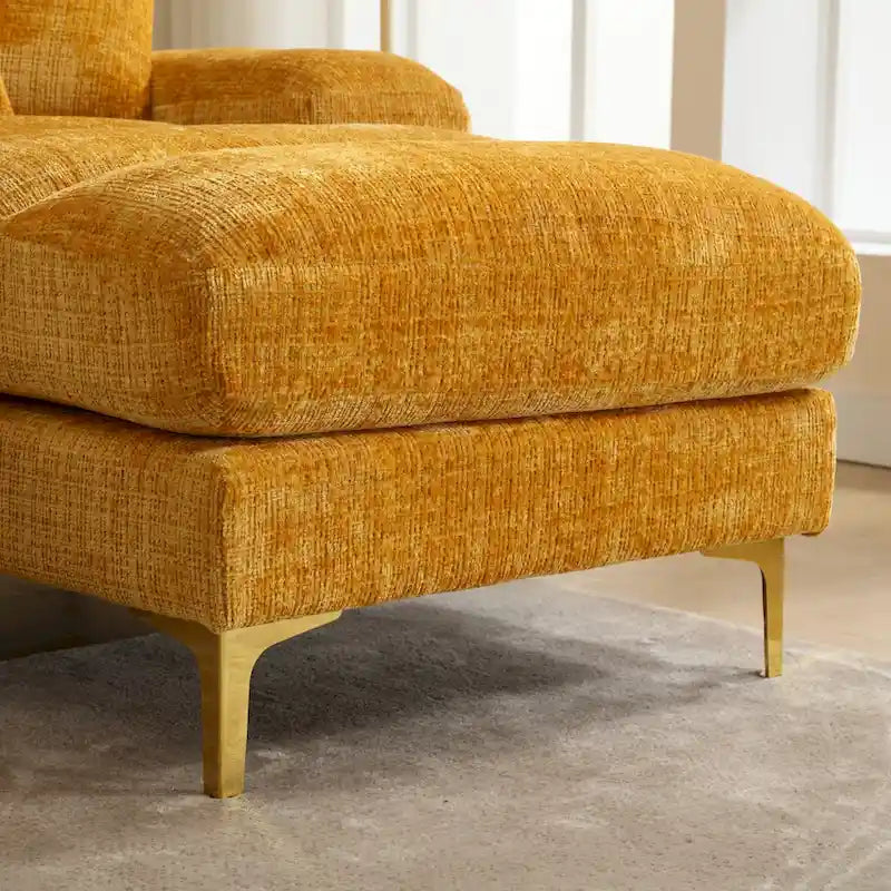 Canapé modulaire moderne en tissu chenille grand format en forme de U
