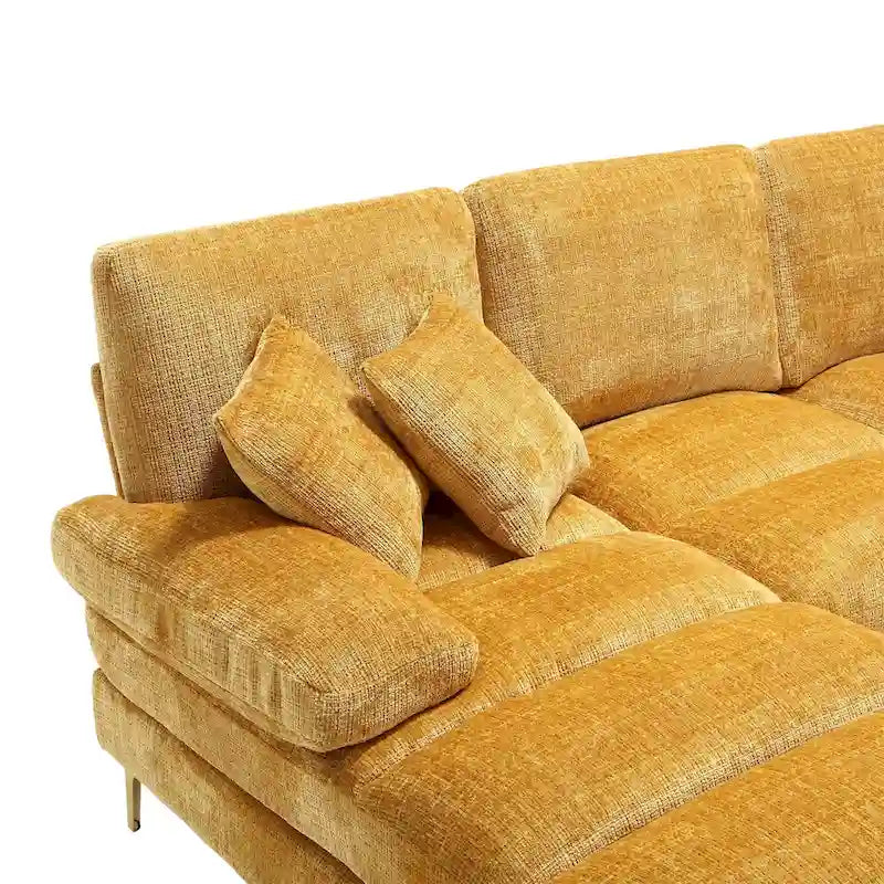 Canapé modulaire moderne en tissu chenille grand format en forme de U