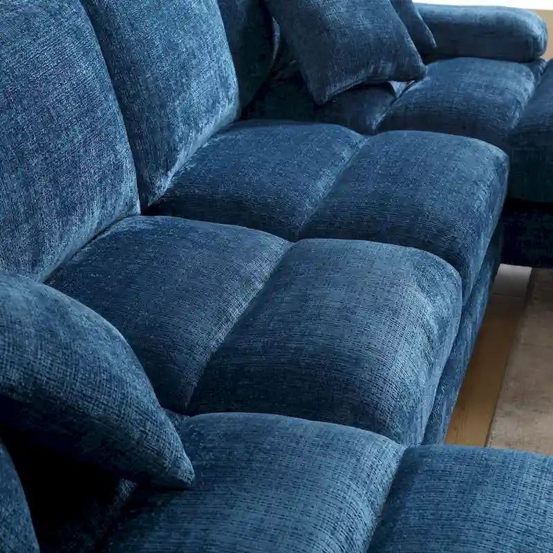 Canapé modulaire moderne en tissu chenille grand format en forme de U