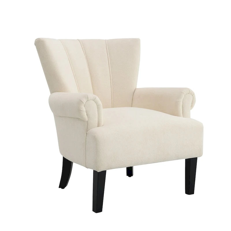 Fauteuils d'appoint rembourrés, fauteuil club avec pieds en bois pour salon, chambre à coucher ou salle de lecture