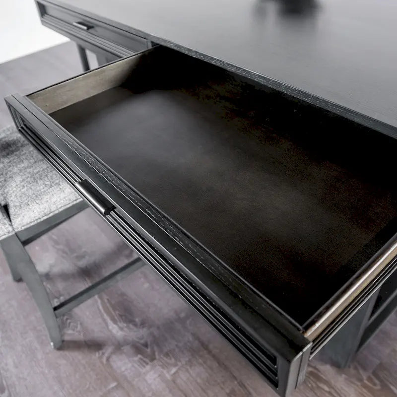 Table de salle à manger haute de bar en bois massif noir de 60 pouces avec tiroirs
