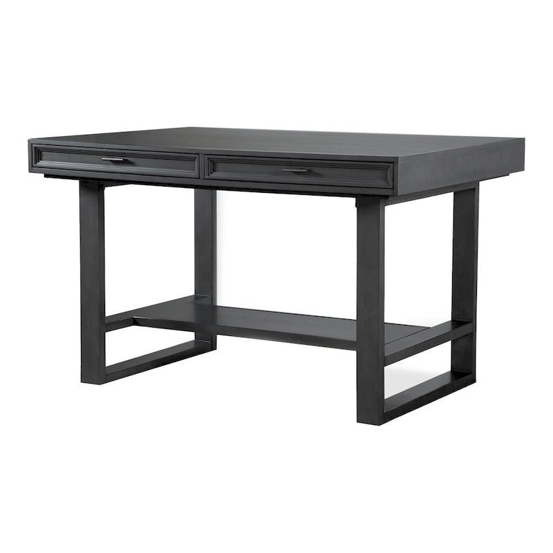 Table de salle à manger haute de bar en bois massif noir de 60 pouces avec tiroirs