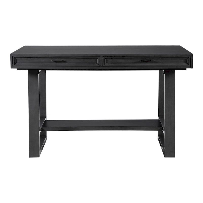 Table de salle à manger haute de bar en bois massif noir de 60 pouces avec tiroirs