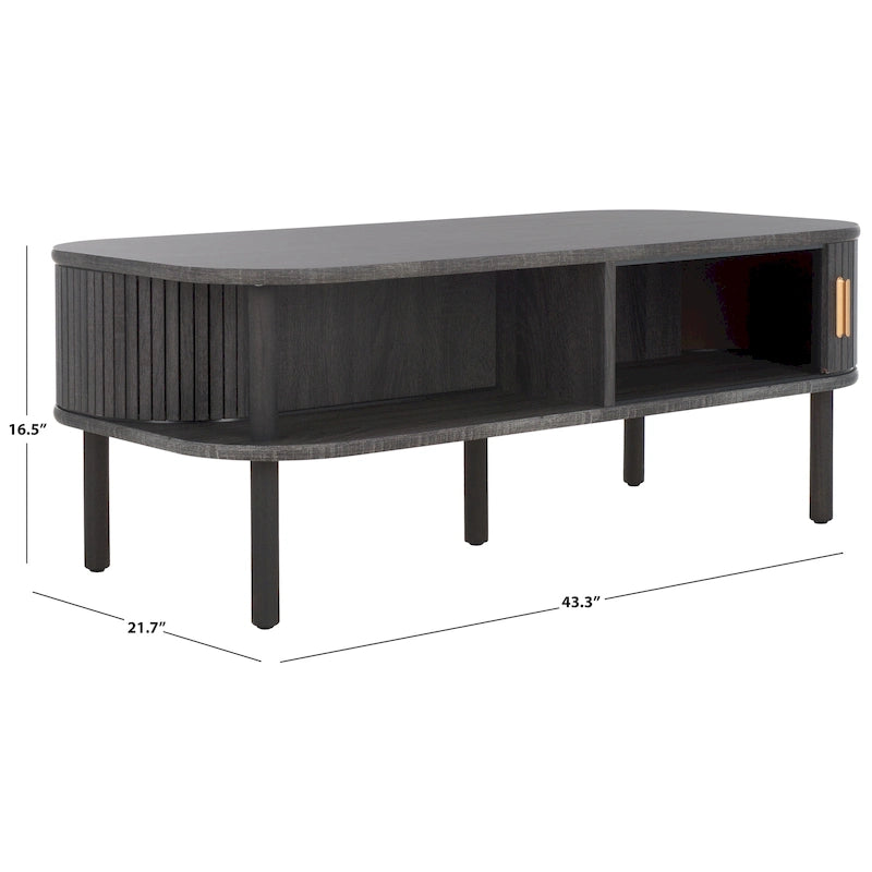 Table basse porte roulante – 43 cm de large x 22 cm de profondeur x 17 cm de haut