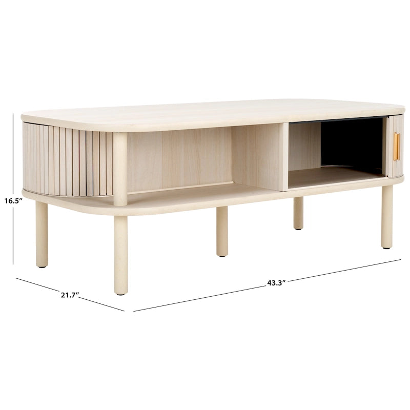 Table basse porte roulante – 43 cm de large x 22 cm de profondeur x 17 cm de haut