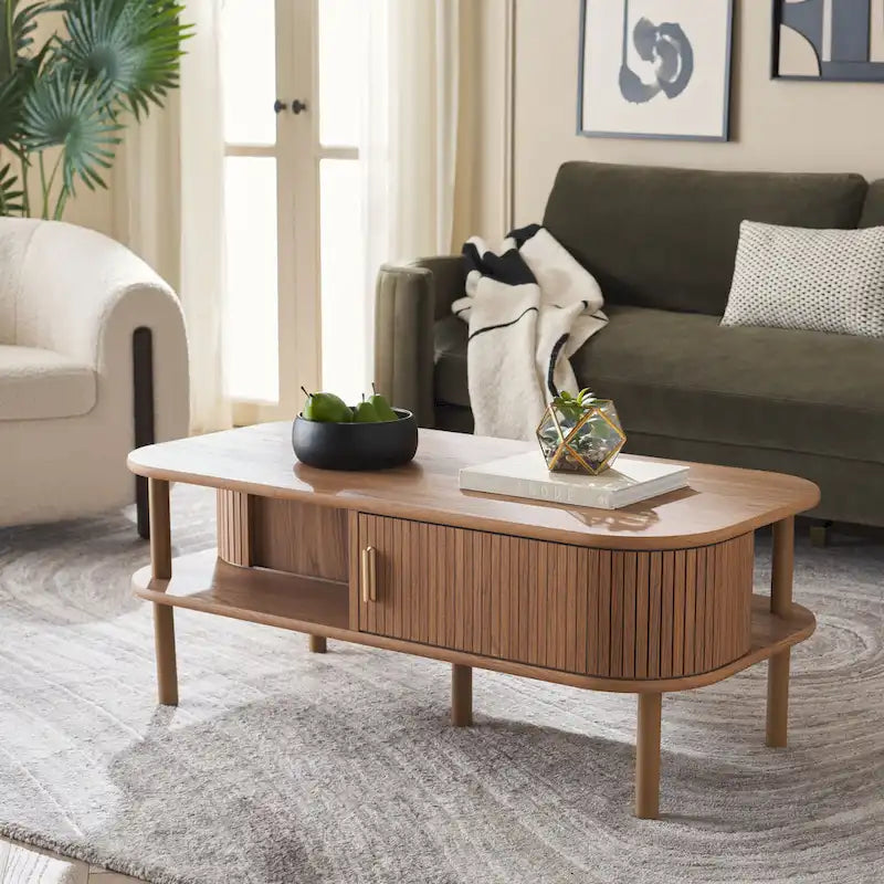 Table basse porte roulante – 43 cm de large x 22 cm de profondeur x 17 cm de haut