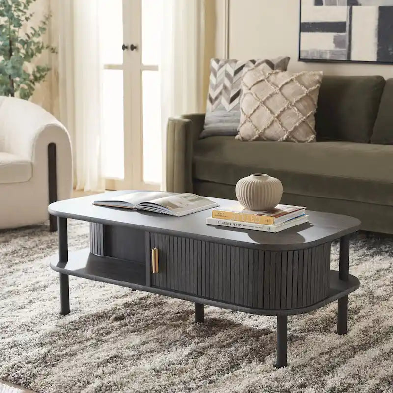 Table basse porte roulante – 43 cm de large x 22 cm de profondeur x 17 cm de haut