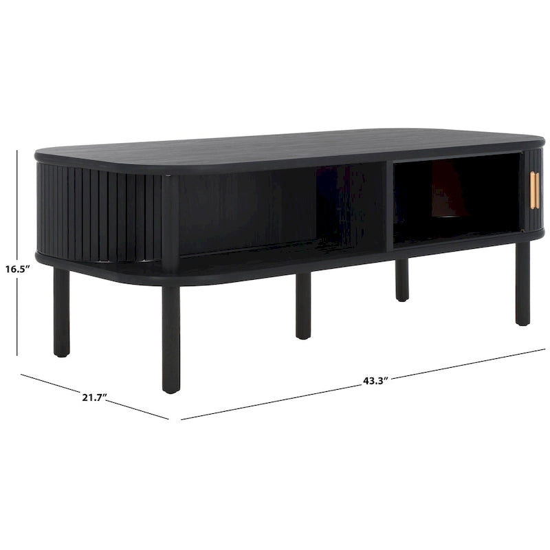 Table basse porte roulante – 43 cm de large x 22 cm de profondeur x 17 cm de haut